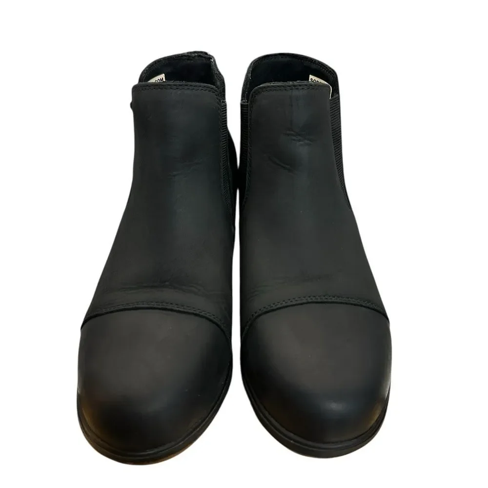 Sorel Evie Pull On Ankle Booties Women’s 9.5 Waterproof Suede Leather Black LNC